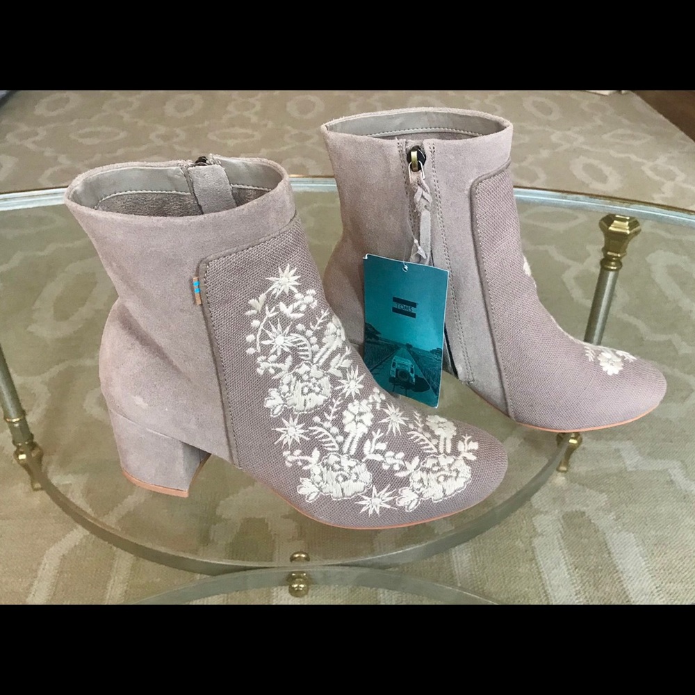 TOMS Evie Embroidered Bootie NWT